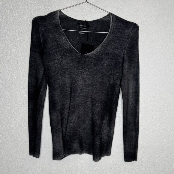 NWT Avant Toi Sloan Soft V-Neck Pullover In Charcoal Husky Small - Picture 2 of 13